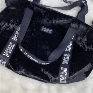 Vs pink black velvet duffle bag